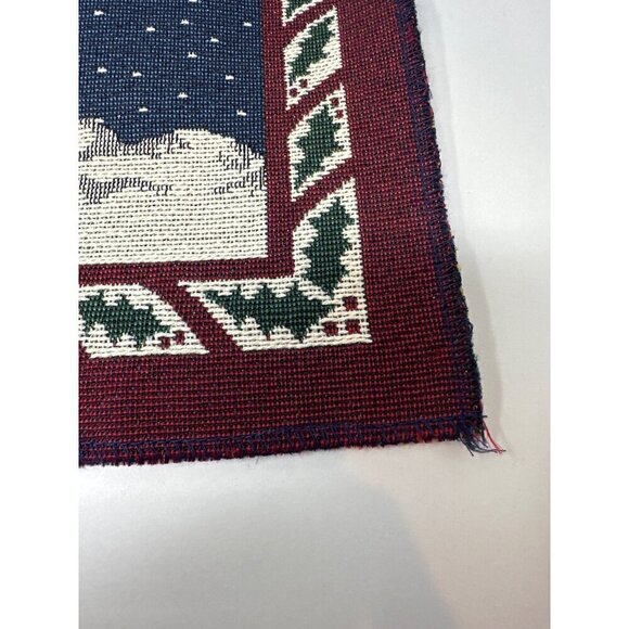 Vintage Snowman Tapestry Fabric Panel 18 in Holiday Christmas Decor Winter Blue - Picture 3 of 15